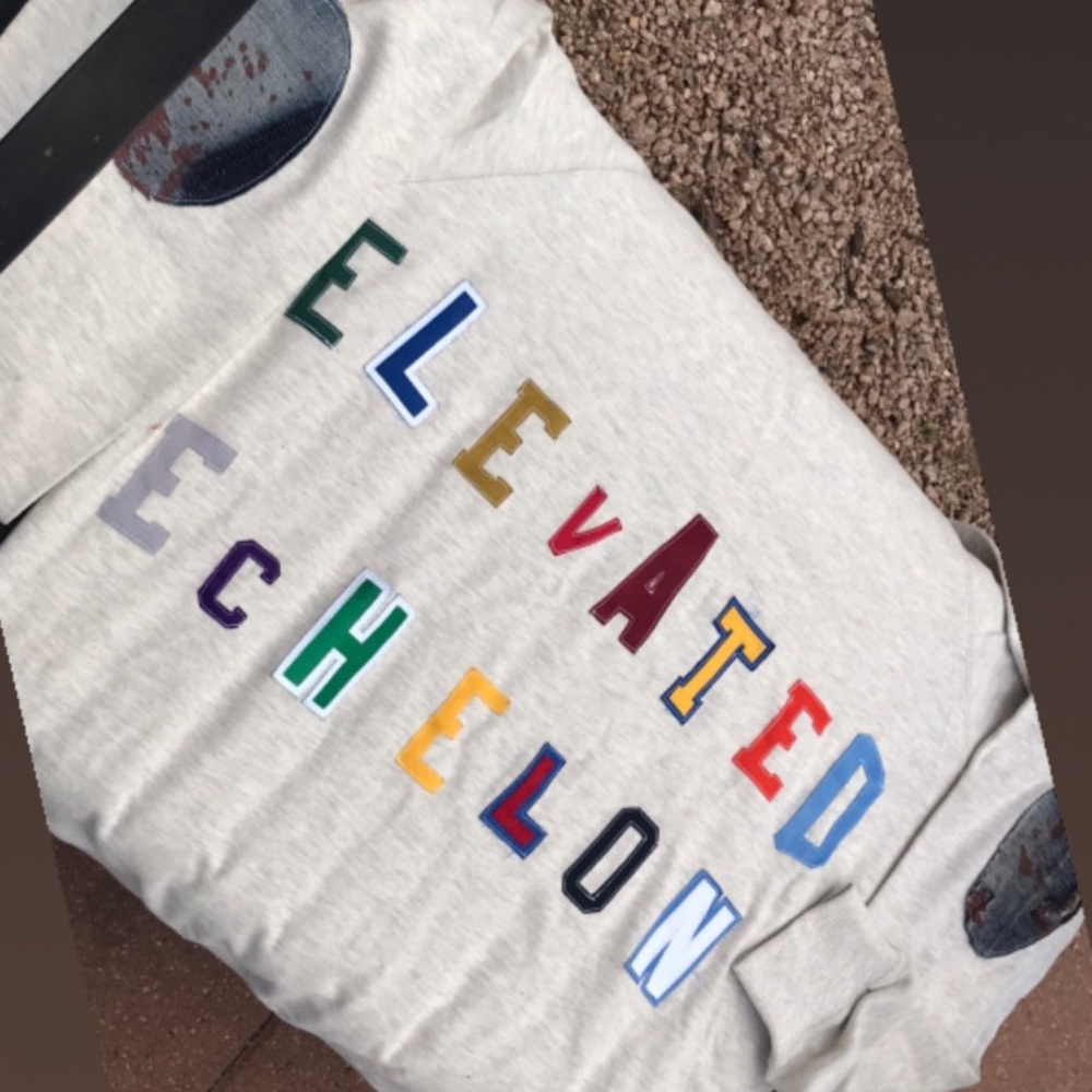 Elevated Echelon crewnecks with denim elbow patch